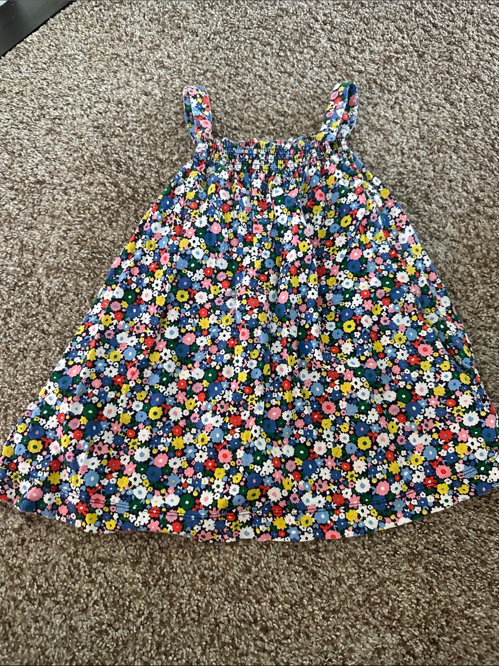 Mini Boden Multicolor Floral Sundress with Navy Base